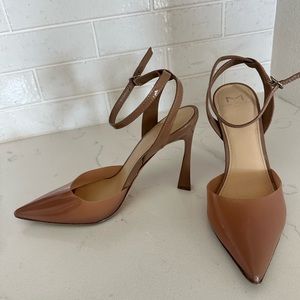 Marc Fisher nude ankle strap heels